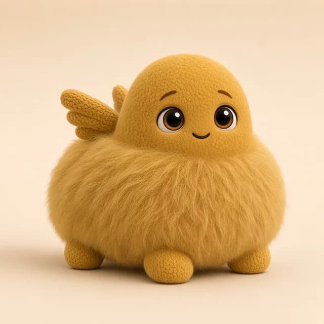 Concept art of creature C04: Honey gold pear with a huge fur belly and tiny knit wings