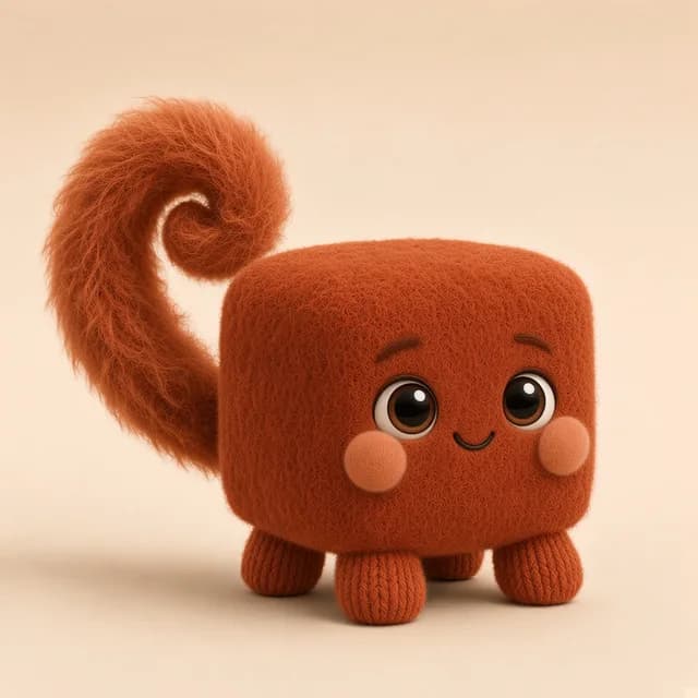 Concept art of creature C05: Rust orange boucle cube with a giant spiral tail