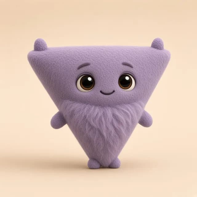 Concept art of creature C09: Lavender wedge with knit corner nubs and a fluffy bib