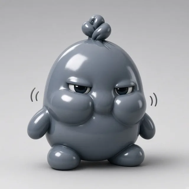 Concept art of creature V03: Puffed-up squeaky vinyl lump with a smug look